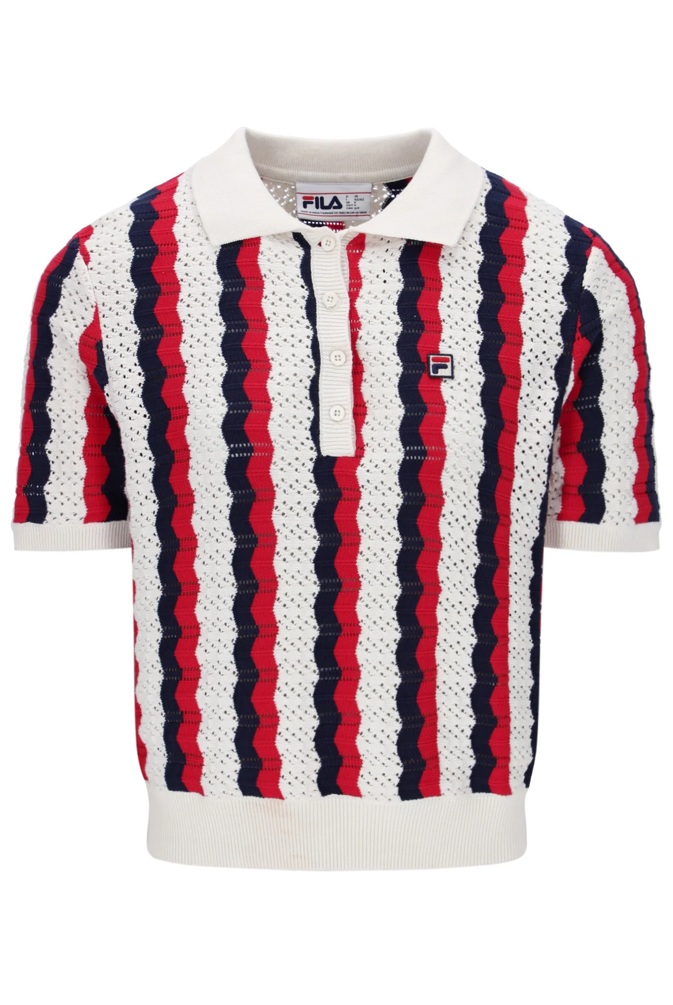 Porto Knitted Crochet Stripe Polo - Image 2