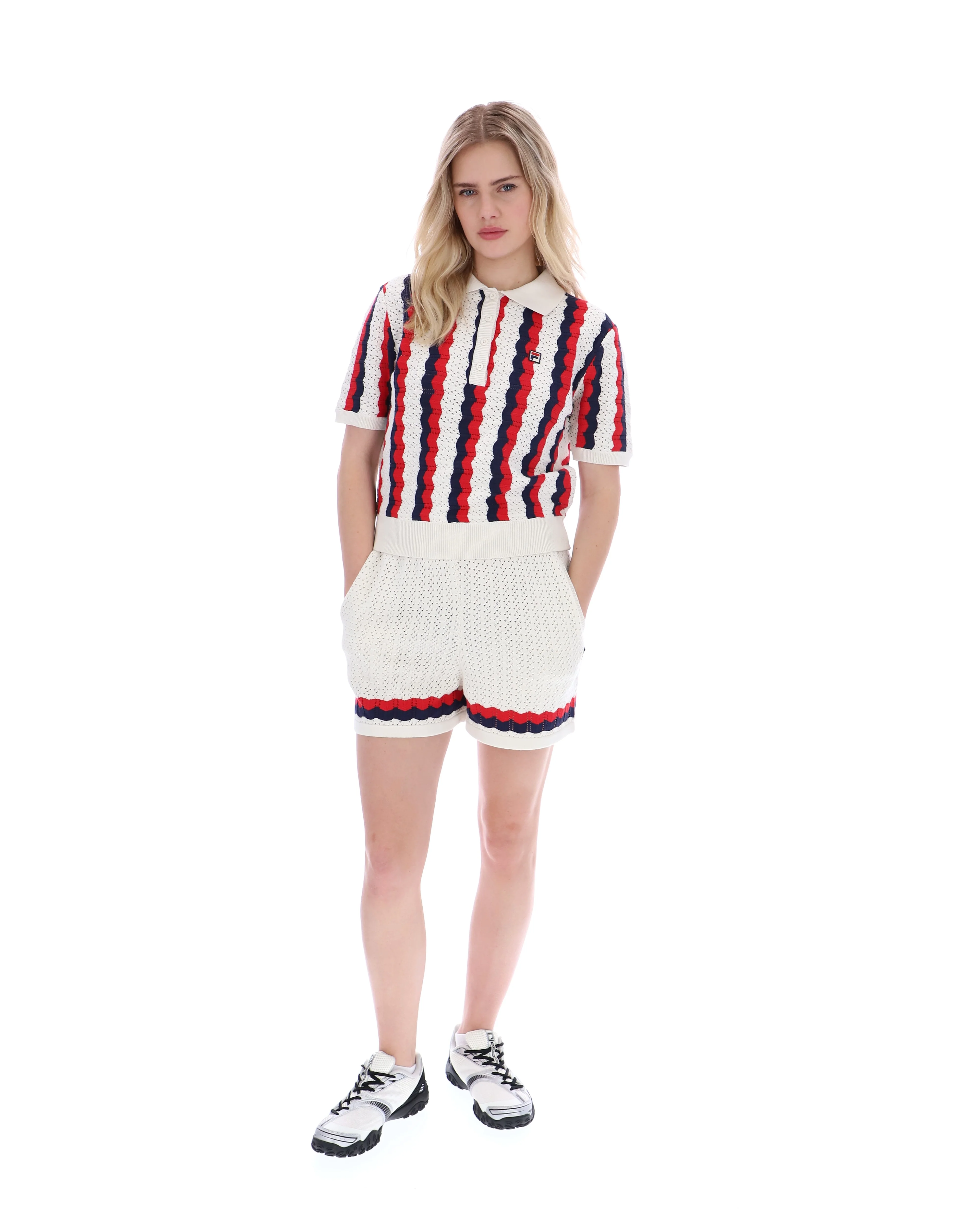 Porto Knitted Crochet Stripe Polo - Image 6